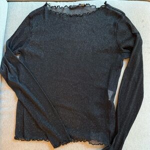 Black Shimmer Long Sleeve Top one size